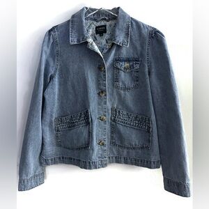 Curve Appeal Denim Jacket with Chores Pockets Size Large